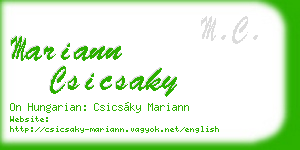 mariann csicsaky business card