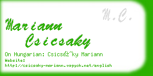 mariann csicsaky business card